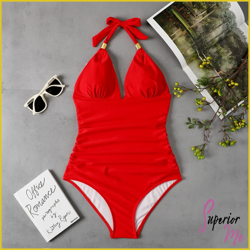 Slimming One-Piece Swimsuit with Wrap Tie & Tummy Control Fit