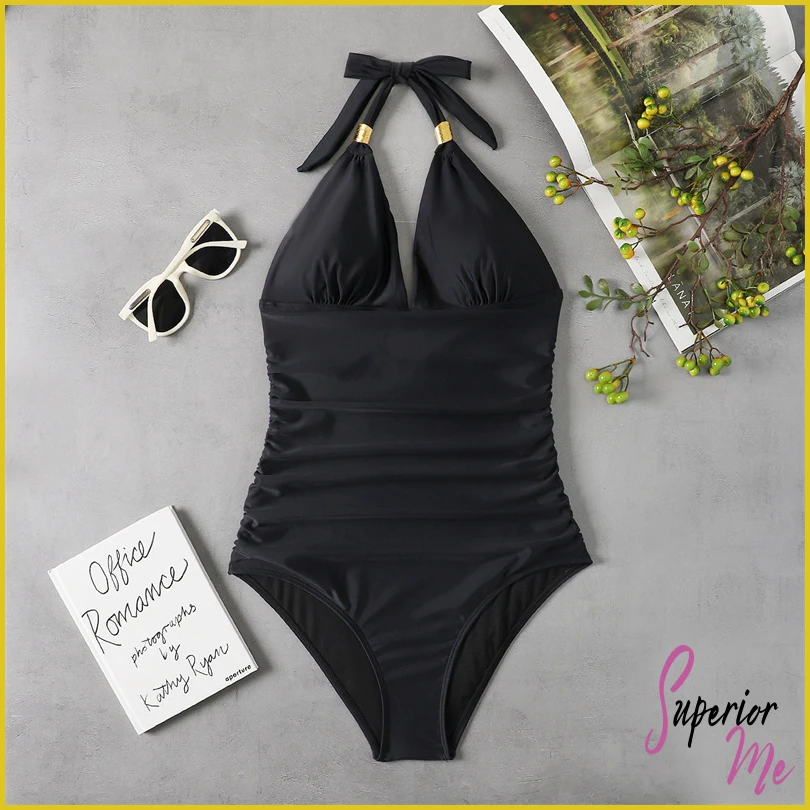 Slimming One-Piece Swimsuit with Wrap Tie & Tummy Control Fit